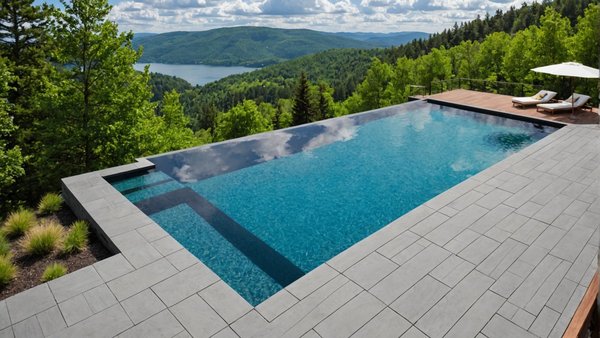 Quels sont les avantages d'une piscine à débordement sur un terrain en pente?